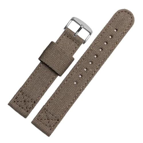 InOmak Nylon Uhrengurt 18-22mm NATO Ersatzuhr Band, Khaki Silberschnalle 2, 22mm von InOmak