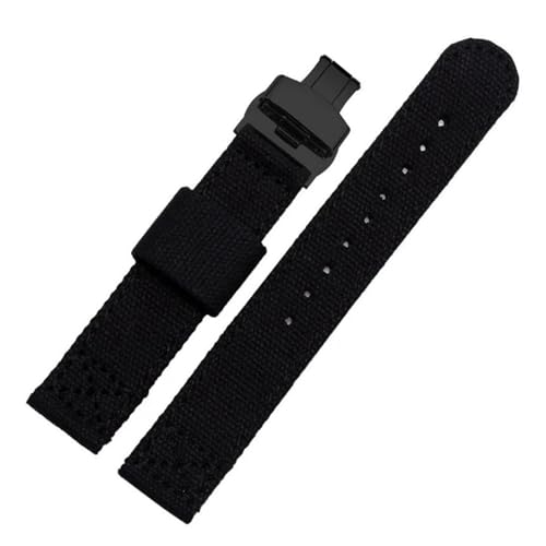 InOmak Nylon Uhrengurt 18-22mm NATO Ersatzuhr Band, Schwarze schwarze Schnalle 1, 22mm von InOmak