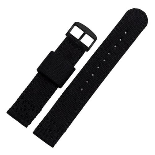 InOmak Nylon Uhrengurt 18-22mm NATO Ersatzuhr Band, Schwarze schwarze Schnalle 2, 20mm von InOmak