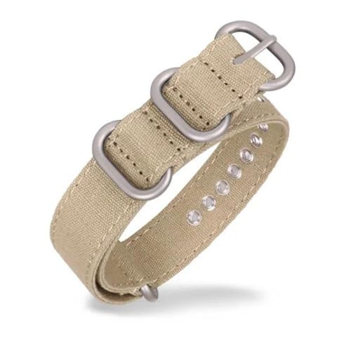 InOmak Nylon Uhrengurt 18-22mm Ringschnalle Sport Uhrenbandband, Khaki, 18mm silberne Schnalle von InOmak