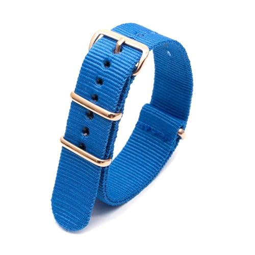 InOmak Nylon Uhrengurt 18-24mm Leinwand Uhrenband, Hellblau, 22mm von InOmak