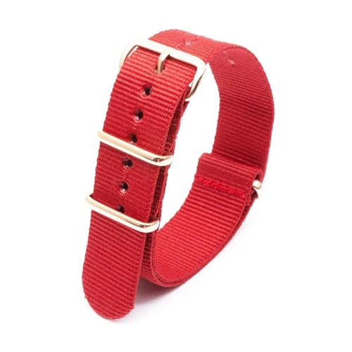 InOmak Nylon Uhrengurt 18-24mm Leinwand Uhrenband, Rot, 20mm von InOmak