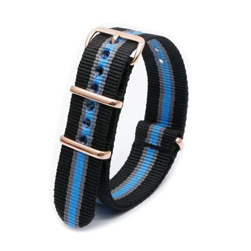 InOmak Nylon Uhrengurt 18-24mm Stoff Uhrband, 2Black 2Grey 1Blue, 22mm von InOmak