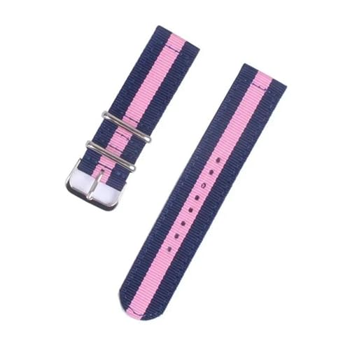 InOmak Nylon Uhrengurt 18-24mm elastischer Nylon-Uhr-Gurte, Blau Rosa, 22mm von InOmak