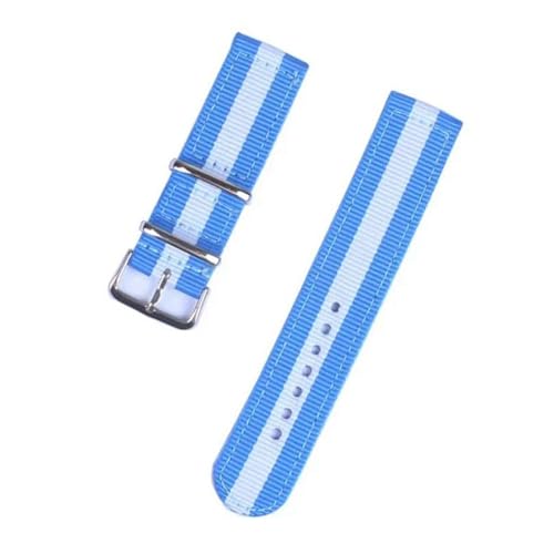 InOmak Nylon Uhrengurt 18-24mm elastischer Nylon-Uhr-Gurte, Hellblau Weiß, 20mm von InOmak