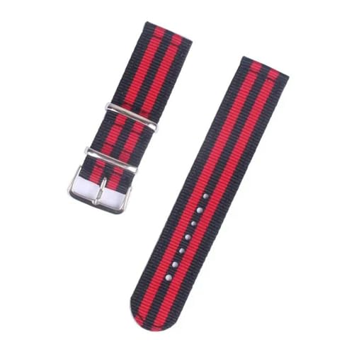 InOmak Nylon Uhrengurt 18-24mm elastischer Nylon-Uhr-Gurte, Schwarzes rotes Schwarz, 20mm von InOmak