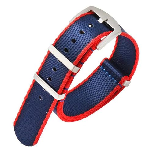 InOmak Nylon Uhrengurt 20/22mm NATO Uhr Band, rot blau, 22mm von InOmak