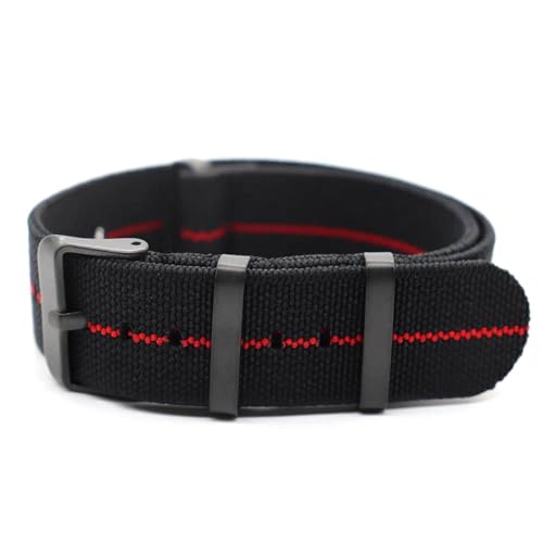 InOmak Nylon Uhrengurt 20/22mm elastischer NATO -Uhrenbandgürtel, Schwarz Rot, 20mm von InOmak