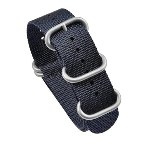 InOmak Nylon Uhrengurt 20/22mm gewebte Wagenbandbandarmband, Dunkelblau, 22mm Silberschnalle von InOmak