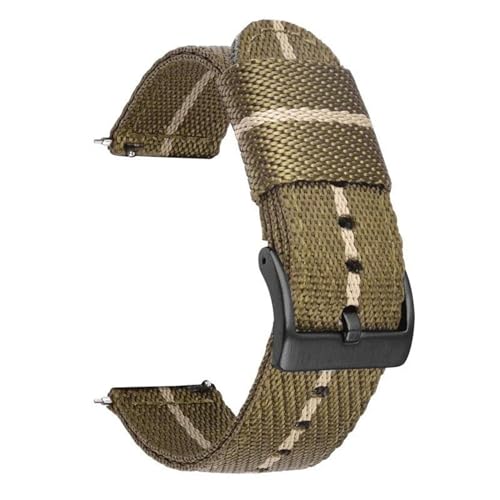 InOmak Nylon Uhrengurt Armband 18-24mm Schnellveröffentlichungs-Uhrenbandgürtel, Brown beige-schwarz, 22mm von InOmak