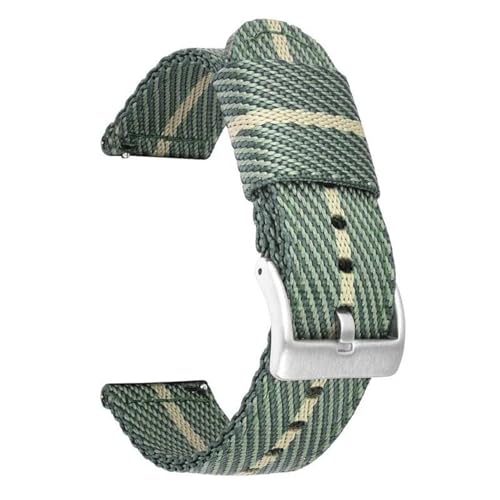 InOmak Nylon Uhrengurt Armband 18-24mm Schnellveröffentlichungs-Uhrenbandgürtel, Green-Silver, 20mm von InOmak