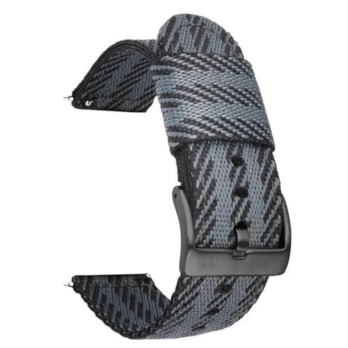 InOmak Nylon Uhrengurt Armband 18-24mm Schnellveröffentlichungs-Uhrenbandgürtel, Schwarzer grau-schwarz, 18mm von InOmak