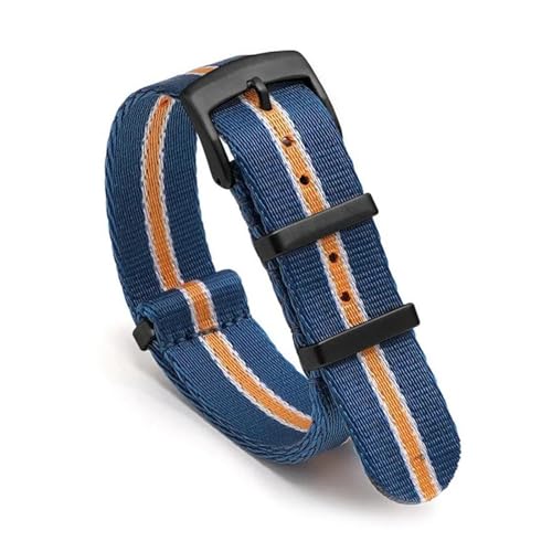 InOmak Nylon Uhrengurte 20/22 -mm -Sportarmband Watchbandband, Blau weiß orange schwarz, 22mm von InOmak