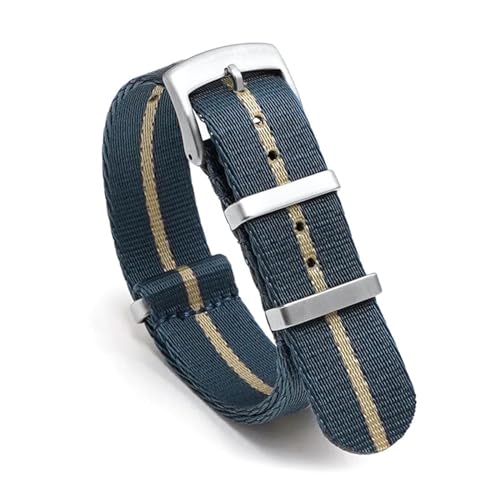 InOmak Nylon Uhrengurte 20/22 -mm -Sportarmband Watchbandband, Blauer beige-Silver, 20mm von InOmak