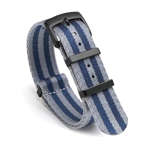 InOmak Nylon Uhrengurte 20/22 -mm -Sportarmband Watchbandband, Grau blau schwarz, 20mm von InOmak