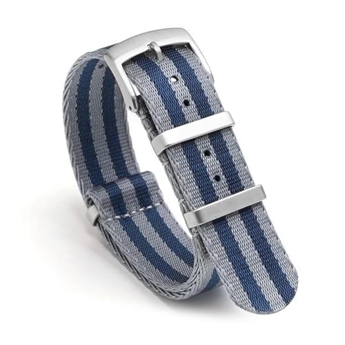 InOmak Nylon Uhrengurte 20/22 -mm -Sportarmband Watchbandband, Grauer Blau-Silver, 20mm von InOmak