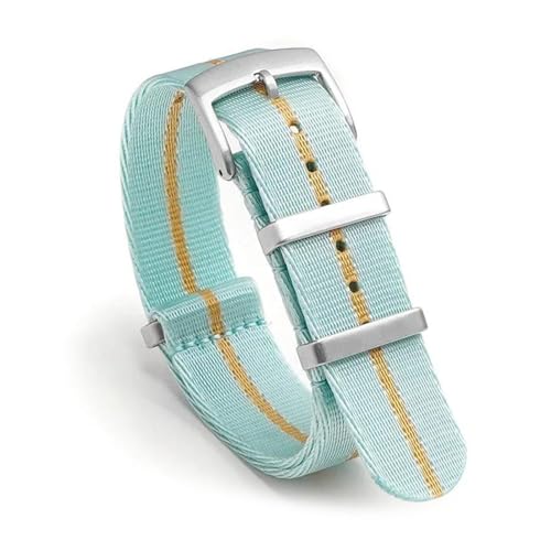 InOmak Nylon Uhrengurte 20/22 -mm -Sportarmband Watchbandband, Hellblau gelb-Silver, 20mm von InOmak