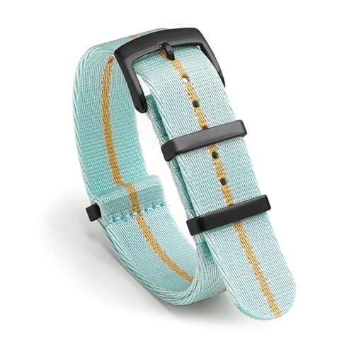 InOmak Nylon Uhrengurte 20/22 -mm -Sportarmband Watchbandband, Hellblau gelb-schwarz, 20mm von InOmak