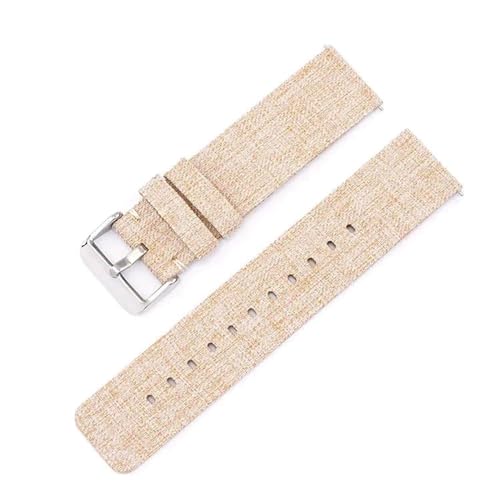 InOmak Nylon Watch Band 12-22mm gewebte Leinwand-Watch-Gurte, Beige, 22mm Silberschnalle von InOmak