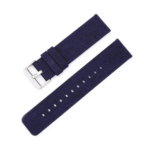 InOmak Nylon Watch Band 12-22mm gewebte Leinwand-Watch-Gurte, Dunkelblau, 18mm silberne Schnalle von InOmak