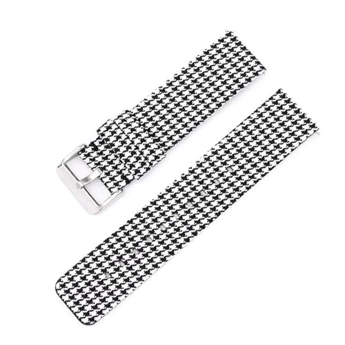 InOmak Nylon Watch Band 12-22mm gewebte Leinwand-Watch-Gurte, Schwarz-Weiss, 18mm silberne Schnalle von InOmak