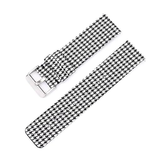 InOmak Nylon Watch Band 12-22mm gewebte Leinwand-Watch-Gurte, Schwarz-Weiss, 20mm silberne Schnalle von InOmak