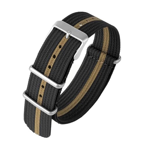 InOmak Nylon Watch Band 18-22mm NATO Uhr-Gurte, Schwarzes Gold, 18mm von InOmak