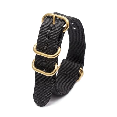 InOmak Nylon Watch Band 18-24mm Stoff Uhrengurte, Goldschnalle, 18mm von InOmak