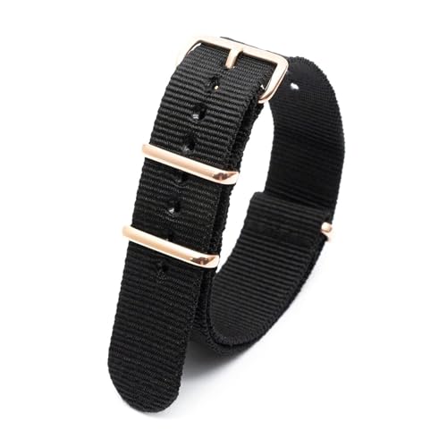 InOmak Nylon Watch Band 18-24mm Stoff Uhrengurte, Roségoldschnalle, 20mm von InOmak