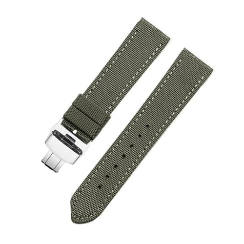 InOmak Nylon Watch Band 20/22/200mm Ersatz -Uhrenband, Armeegrüne Faltung, 20mm-Silver-Verschluss von InOmak