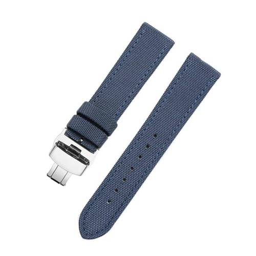 InOmak Nylon Watch Band 20/22/200mm Ersatz -Uhrenband, Blauer Faltverschluss, 21mm-schwarzer Verschluss von InOmak