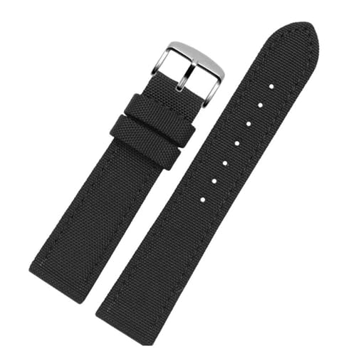 InOmak Nylon Watch Band 20/22/200mm Ersatz -Uhrenband, Schwarz, 18mm-Silver-Verschluss von InOmak