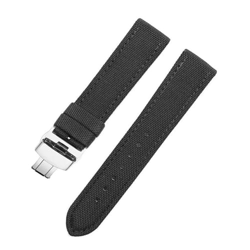 InOmak Nylon Watch Band 20/22/200mm Ersatz -Uhrenband, Schwarzer Faltverschluss, 21mm-Silver-Verschluss von InOmak