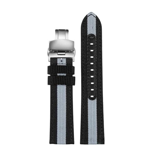 InOmak Nylon Watch Band 20/22mm Canvas Ersatz -Uhr Band, Silberklappverschluss, 22mm von InOmak