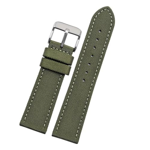 InOmak Nylon Watch Bandgürtel 20/22/23mm NATO Uhr Bänder, Armeegrün Silber, 20mm von InOmak