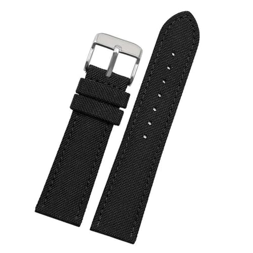 InOmak Nylon Watch Bandgürtel 20/22/23mm NATO Uhr Bänder, Schwarze silberne Schnalle, 24mm von InOmak