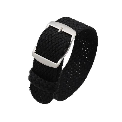 InOmak Nylon Watchband 18-22mm Leinwand Ersatzstreifen, Schwarz-Silber-Schnalle, 18mm von InOmak