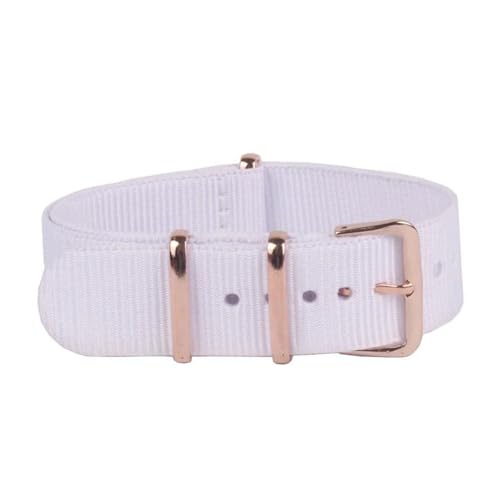 InOmak Nylon Watchband 18-22mm NATO Watchgurte, Weiß, 22mm von InOmak