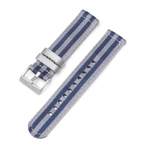 InOmak Nylon Watchband 18-24mm Leinwand Ersatzwatchband, Geben Sie 3-Silver ein, 20mm von InOmak