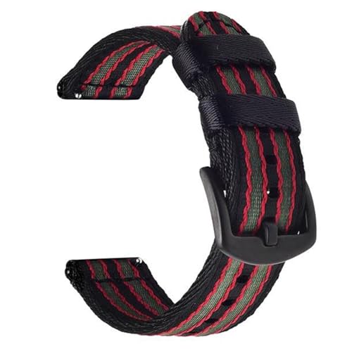 InOmak Nylon Watchband 18-24mm Schnellveröffentlichungs-Uhren-Armband-Armband, Schwarzes rotes Schwarz, 18mm von InOmak