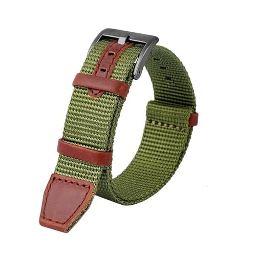 InOmak Nylon Watchband 20/22mm NATO Watchgurte, Armeegrün schwarz, 20mm von InOmak