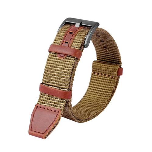 InOmak Nylon Watchband 20/22mm NATO Watchgurte, Khaki Black Clasp, 22mm von InOmak