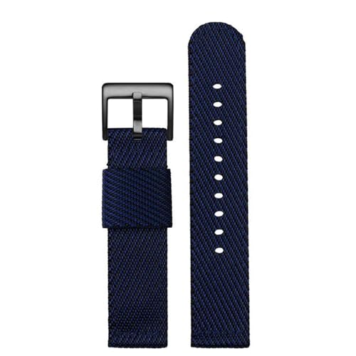 InOmak Nylon Watchband 20/22mm Schnellveröffentlichungs -Canvas Watch Armband, Blaues Schwarz, 24mm von InOmak