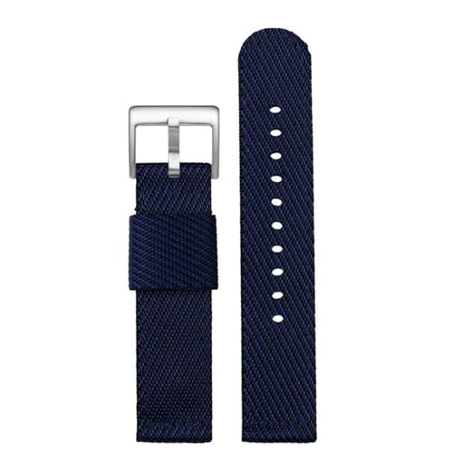 InOmak Nylon Watchband 20/22mm Schnellveröffentlichungs -Canvas Watch Armband, Blaues schwarzes Silber, 18mm von InOmak