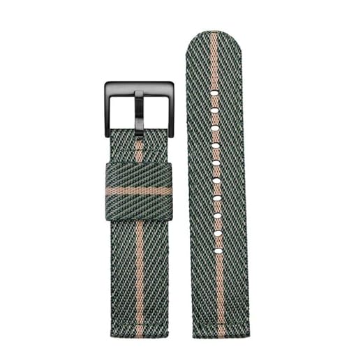 InOmak Nylon Watchband 20/22mm Schnellveröffentlichungs -Canvas Watch Armband, Grüner beige schwarz, 22mm von InOmak