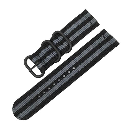 InOmak Nylon Watchband mit schwarzen Ringschnalle 18-24mm NATO-Uhr-Gurte, 3 schwarz 2 grau, 20mm von InOmak