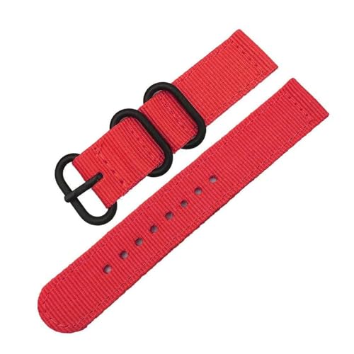 InOmak Nylon Watchband mit schwarzen Ringschnalle 18-24mm NATO-Uhr-Gurte, Rot, 20mm von InOmak