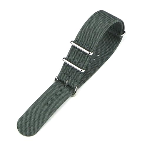 InOmak Nylon gerippter Uhrengurt 20/22mm Ersatzstoff Uhren Band, Grau, 22mm von InOmak