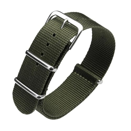 InOmak Outdoor Sport Watch Band 16/18/20/24mm Nylon Canvas Uhrengürtel, Armeegrün, 22mm von InOmak