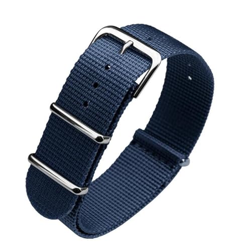 InOmak Outdoor Sport Watch Band 16/18/20/24mm Nylon Canvas Uhrengürtel, Blau, 22mm von InOmak